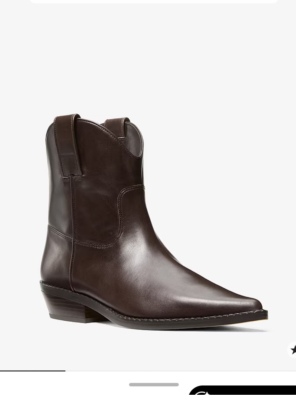 Michael Kors Noemie Brown Leather Western Ankle Boot in Chocolate